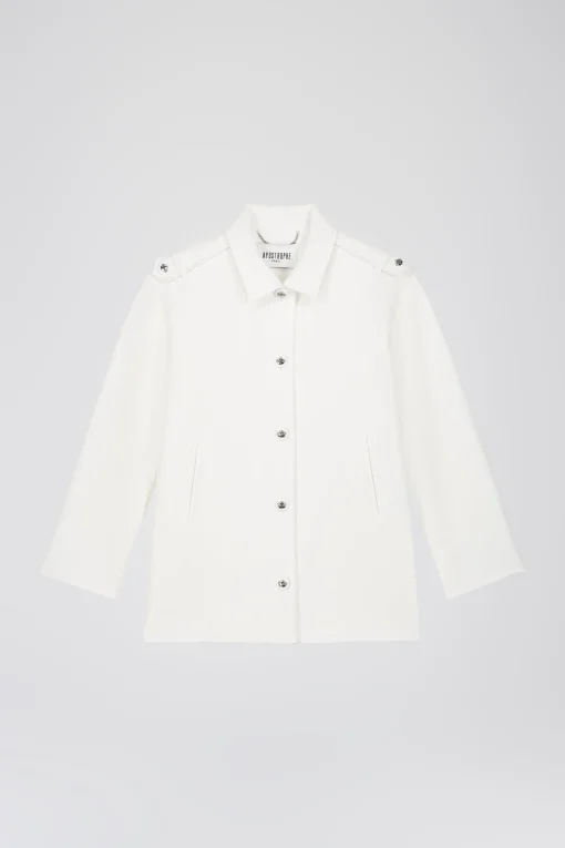Blouson en double toile stretch blanc cassé