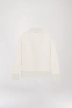 Cardigan Blanc Cassé à Bord Côtelé