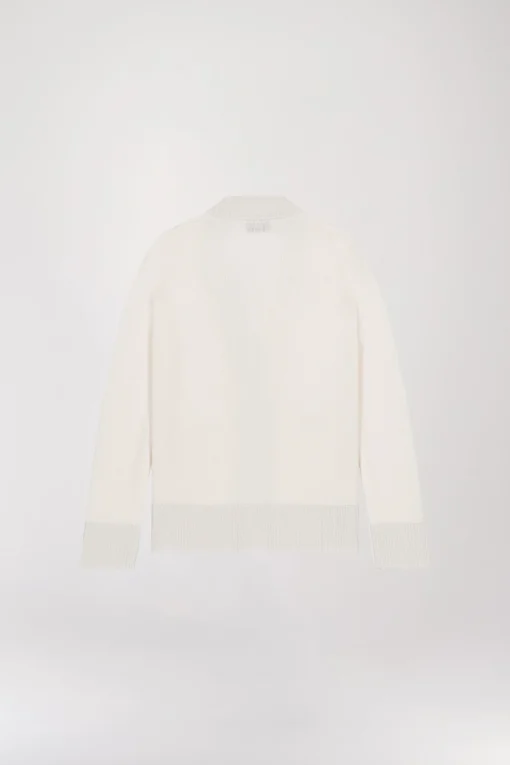 Cardigan Blanc Cassé à Bord Côtelé