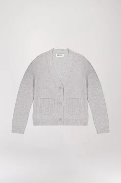 Cardigan en cachemire gris pâle