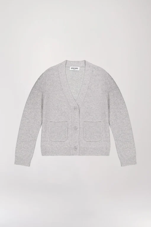 Cardigan en cachemire gris pâle