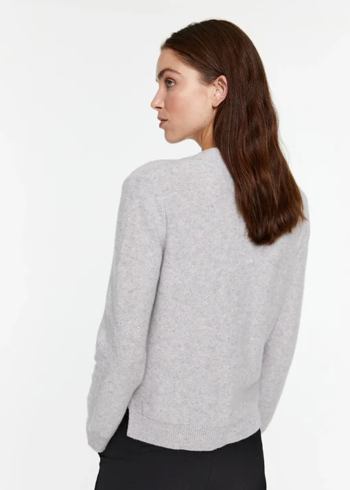 Cardigan en cachemire gris pâle