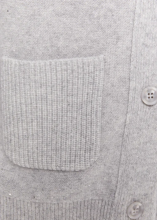 Cardigan en cachemire gris pâle