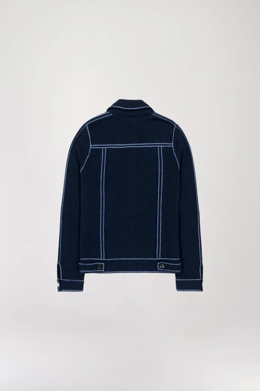 Cardigan en maille effet denim marine