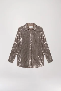 Chemise à sequins taupe moyen