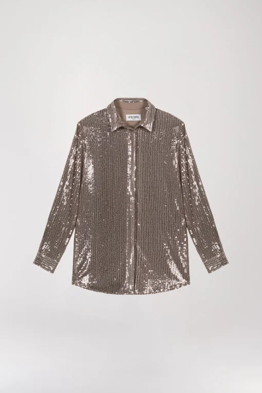 Chemise à sequins taupe moyen