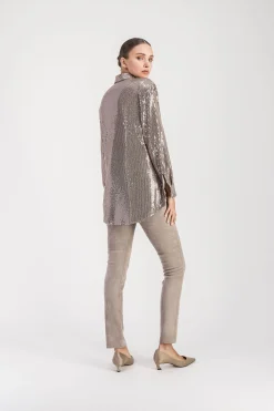 Chemise à sequins taupe moyen