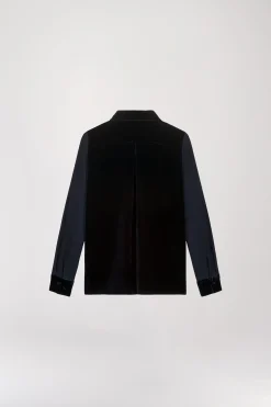 Chemise bi-matière en velours marine