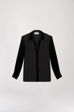 Chemise bi-matière noir