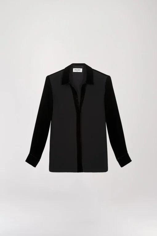 Chemise bi-matière noir