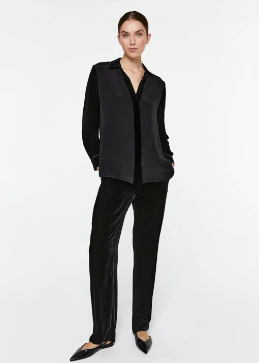 Chemise bi-matière noir