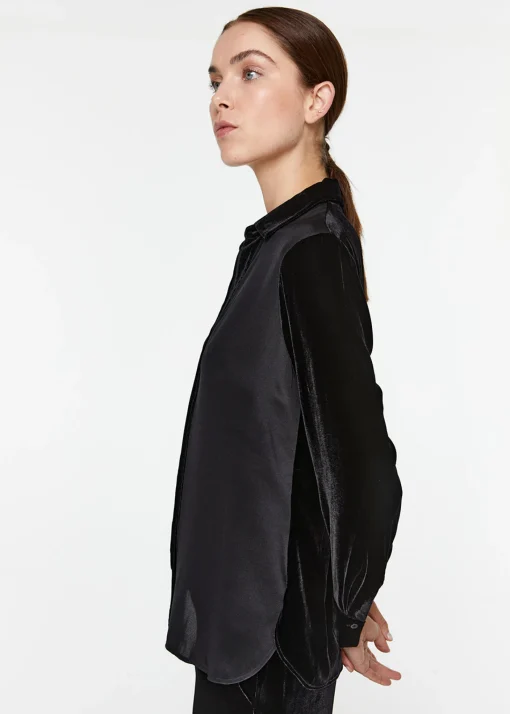 Chemise bi-matière noir