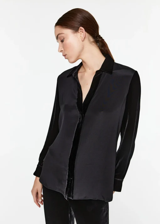 Chemise bi-matière noir