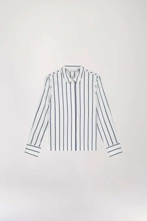 Chemise courte rayées marine