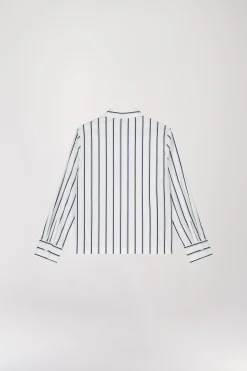 Chemise courte rayées marine
