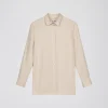 Chemise droit lin beige à rayures