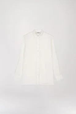 Chemise Droite Blanc Cassé à Broderie