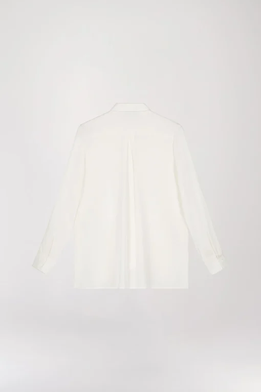 Chemise Droite Blanc Cassé à Broderie