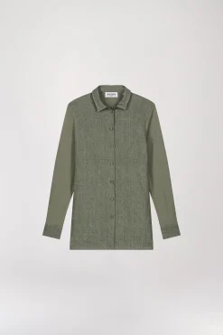 Chemise en jersey et lin vert pale
