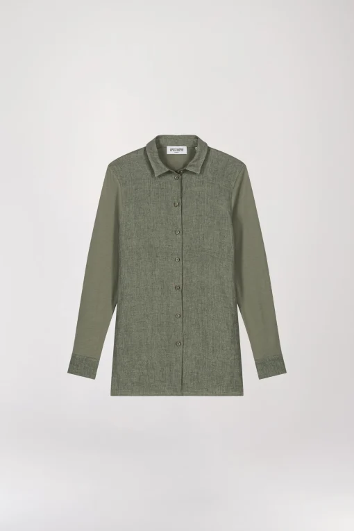 Chemise en jersey et lin vert pale