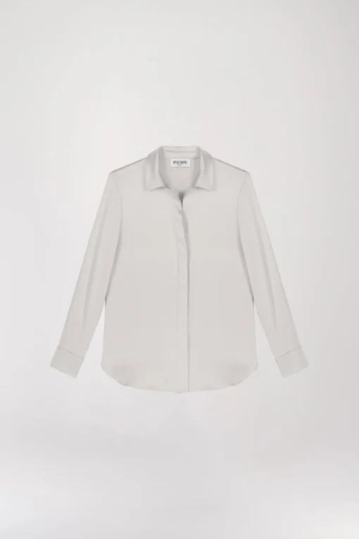 Chemise en satin de soie béton