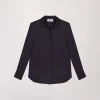 Chemise en satin de soie marine