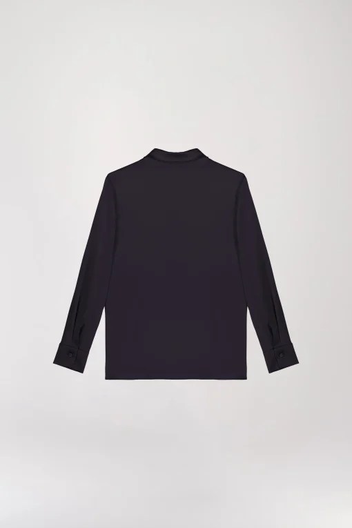 Chemise en satin de soie marine