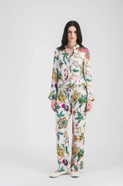 Chemise en satin imprimé floral