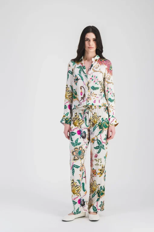 Chemise en satin imprimé floral