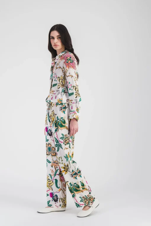 Chemise en satin imprimé floral