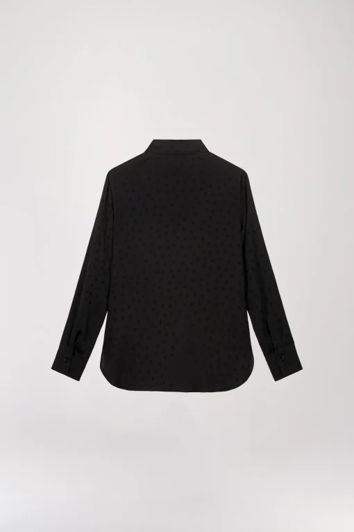 Chemise en soie à pois noire