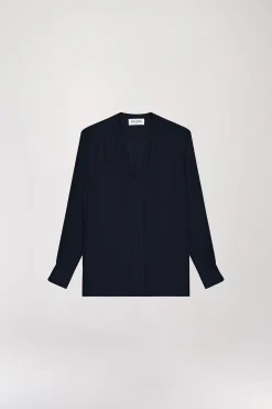 Chemise en soie col officier marine