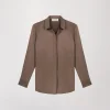 Chemise en soie taupe moyen