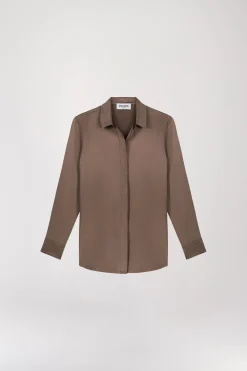 Chemise en soie taupe moyen