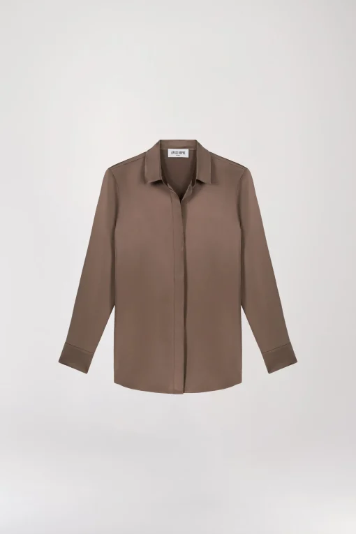 Chemise en soie taupe moyen