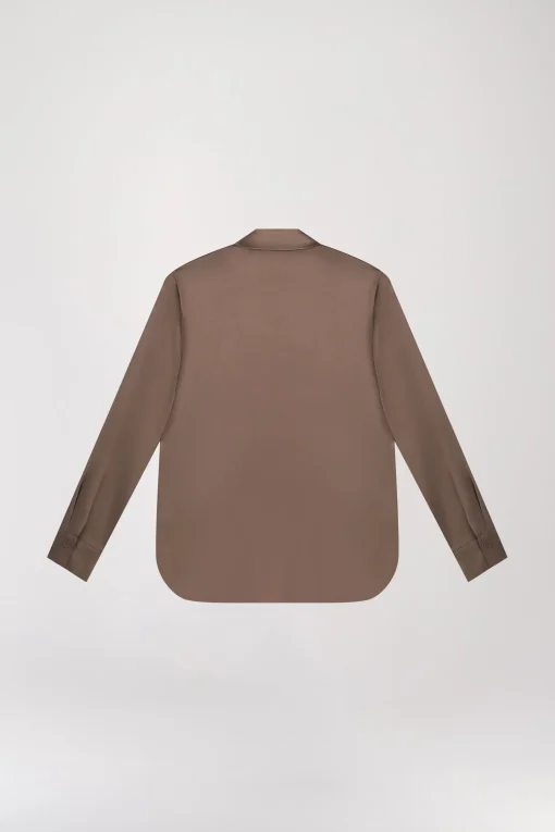 Chemise en soie taupe moyen