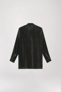 Chemise en velours vert gris