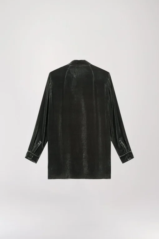 Chemise en velours vert gris