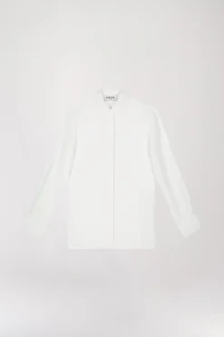 Chemise fluide poche brodée blanc cassé