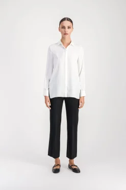 Chemise fluide poche brodée blanc cassé