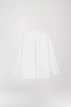 Chemise fluide poche brodée blanc cassé