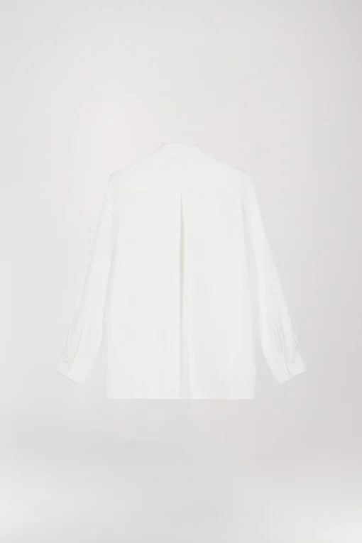 Chemise fluide poche brodée blanc cassé