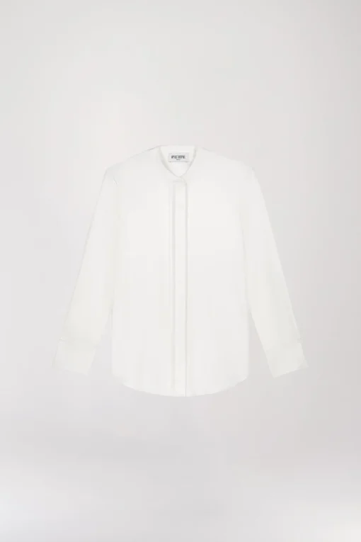 Chemise sans col blanc cassé