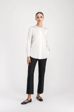 Chemise sans col blanc cassé