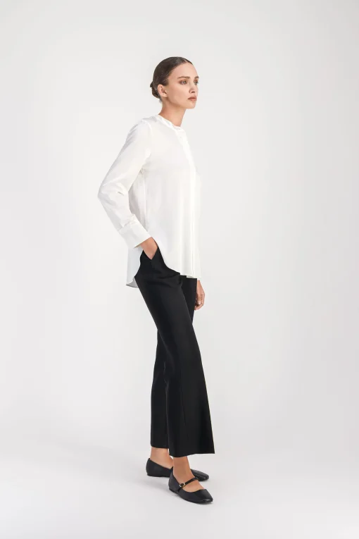Chemise sans col blanc cassé