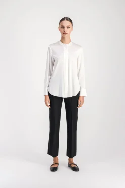 Chemise sans col blanc cassé