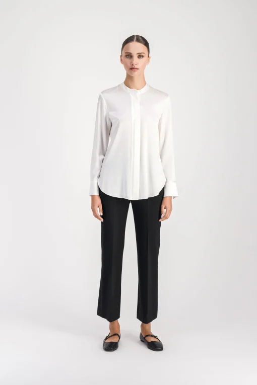 Chemise sans col blanc cassé