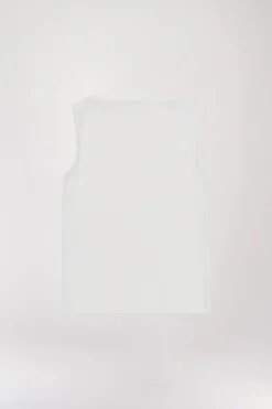 Débardeur col V sans manches blanc cassé