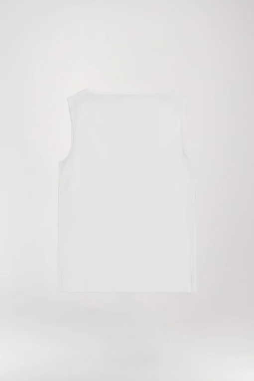 Débardeur col V sans manches blanc cassé
