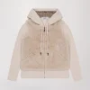 Gilet à capuche à fourrure béton